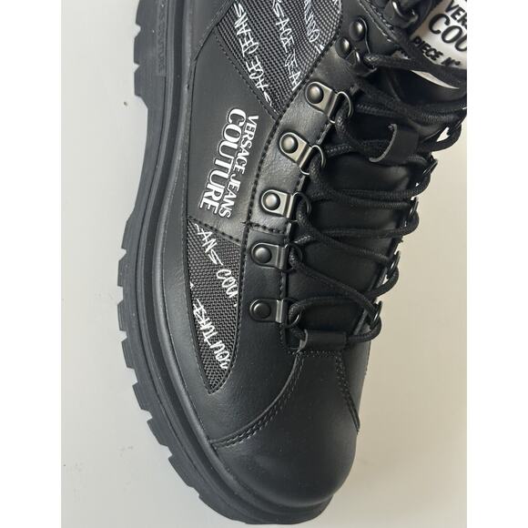 Versace Jeans Couture Leather Black Combat Boots 8 US (41) E75YA3S46 NIB - Picture 12 of 16